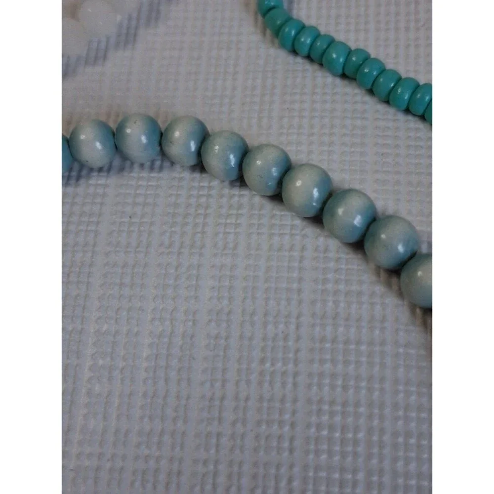 Bundle Set of 5 Turquoise Blue Assorted Beads Statement Stretch Style Bracelets